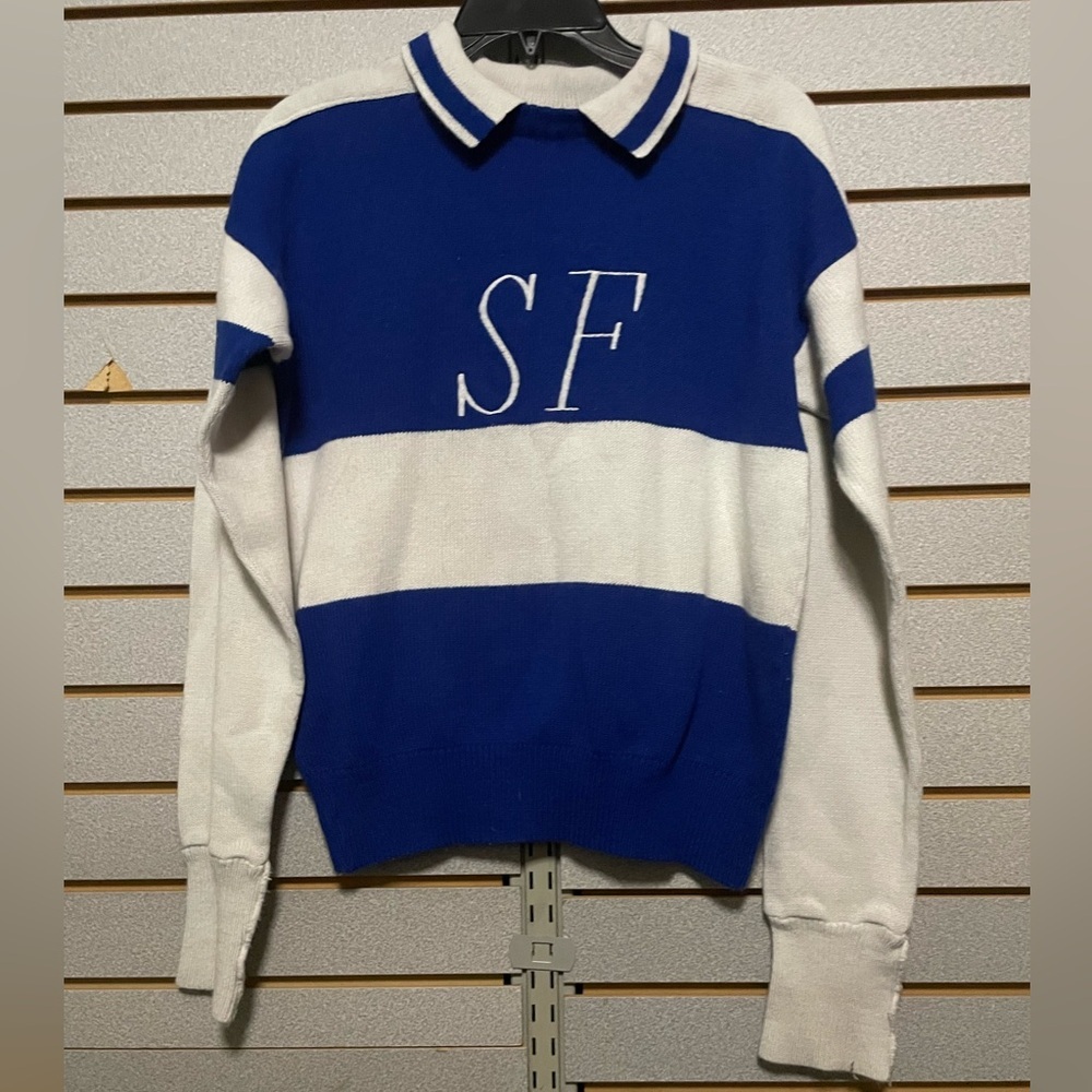 VTG Cheerleading Sweater SF 32 In Bust Dehem Knitting Co Brand Large